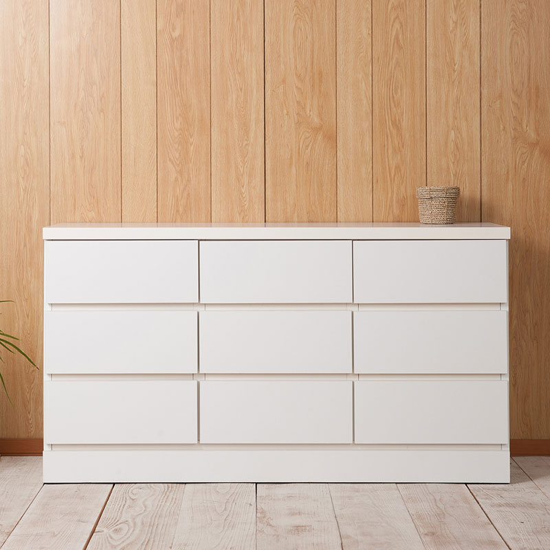 日本製 ホワイト ベンチ チェスト 幅119.5 3段 三段 9杯 ロータイプ タンス 白 完成品 洋服 モダン ワードローブ 国産 おしゃれ 北欧(代引不可)...