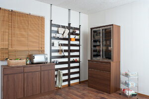 日本製 ラダーラック 幅65 ブラウン 棚板2枚 オープンラック つっぱり 突っ張り コンパクト スリム つっぱりラック おしゃれ 北欧 国産【送料無料】