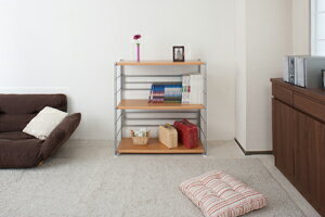 オープンラック 日本製 3段 幅90 高さ94 ステンレス 頑丈棚 三段 ナチュラル スチールラック シェルフ おしゃれ モノトーン 国産 北欧【送料無料】 [2]