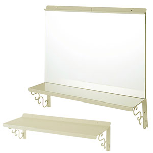 壁掛けドレッサーミラー&棚セット アイボリー色 NJ-0321【送料無料】