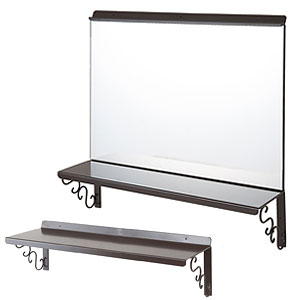 壁掛けドレッサーミラー&棚セット ダークブラウン色 NJ-0322【送料無料】