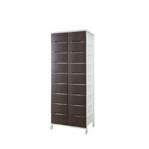 Mini Chest - クローゼット 衣類収納 大量収納 大量収納プラスチックチェスト 2列×9段 ブラウン色【送料無料】