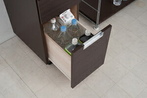 完成品 日本製 スリム ステンレス カウンタ— キャビネット 国産 すきま収納 幅20 国産 3段 キッチン 隙間収納 おしゃれ ダークブラウン【送料無料】 [3]