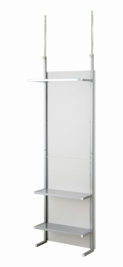 突っ張り間仕切りクローゼットパーテーション+棚収納 幅60cm ホワイト色 つっぱり 薄型 ラダー 壁面収納 リフォーム DIY ウォールディスプレイ 壁面ラック お洒落 ワードローブ【送料無料】