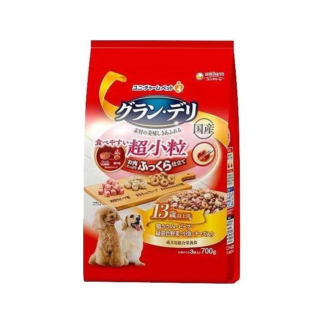 Mature Dog - ユニチャーム グランデリ ふっくら仕立て 食べやすい超小粒13歳以上用700g 日本製 国産