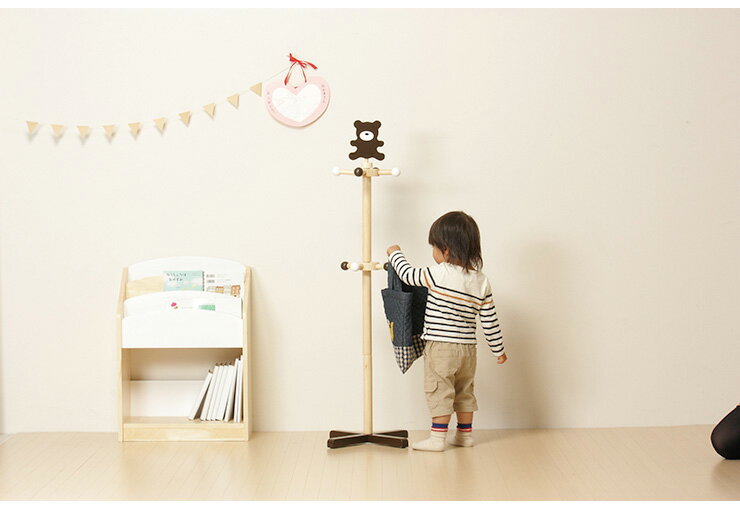 アニマルキッズハンガー くま 木製 ポールハンガー キッズハンガー ハンガーラック コートハンガー(代引不可)【送料無料】