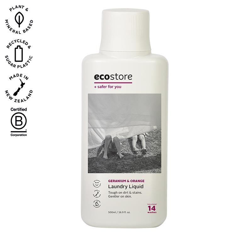 【単品3個セット】 ecostore ランドリーリキッド ゼラニウム&オレンジ 500mL エコストア 洗剤 液体洗剤 肌にやさしい 天然 植物由来 敏感肌 低刺激【送料無料】