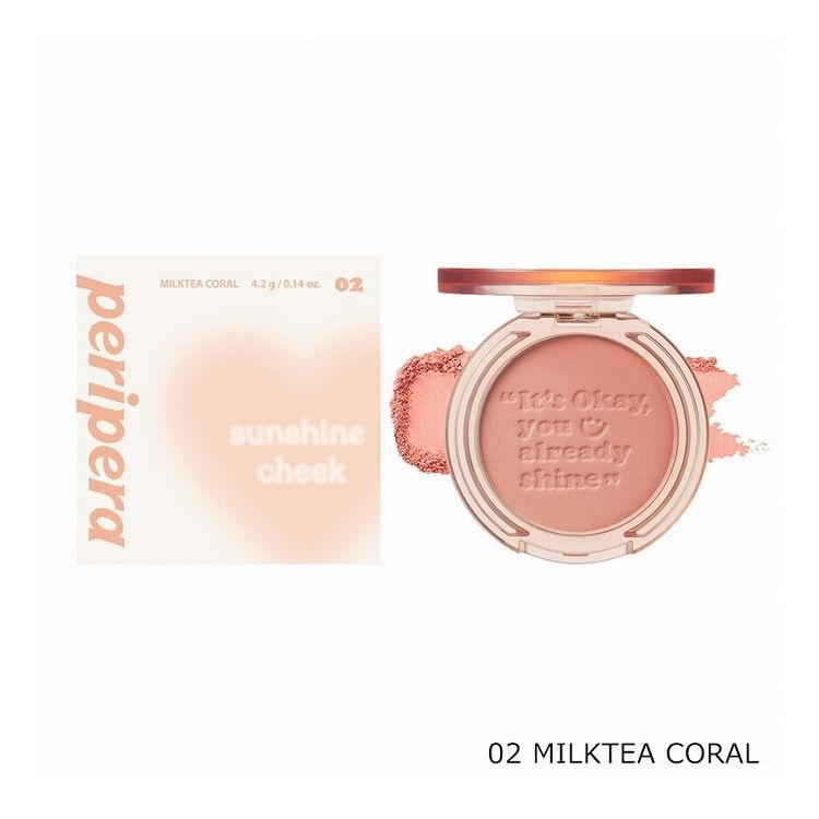 ペリペラ ピュアブラッシュドサンシャインチーク 02 MILKTEA CORAL 韓国コスメ チーク peripera