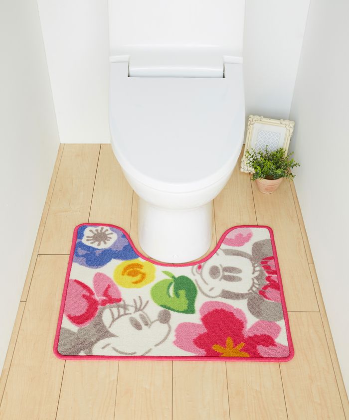 ミニー 花柄 トイレマット 標準サイズ 55x65cm リビング ラグ かわいい マット 子供 ディズニー 子供部屋 お花(代引不可)