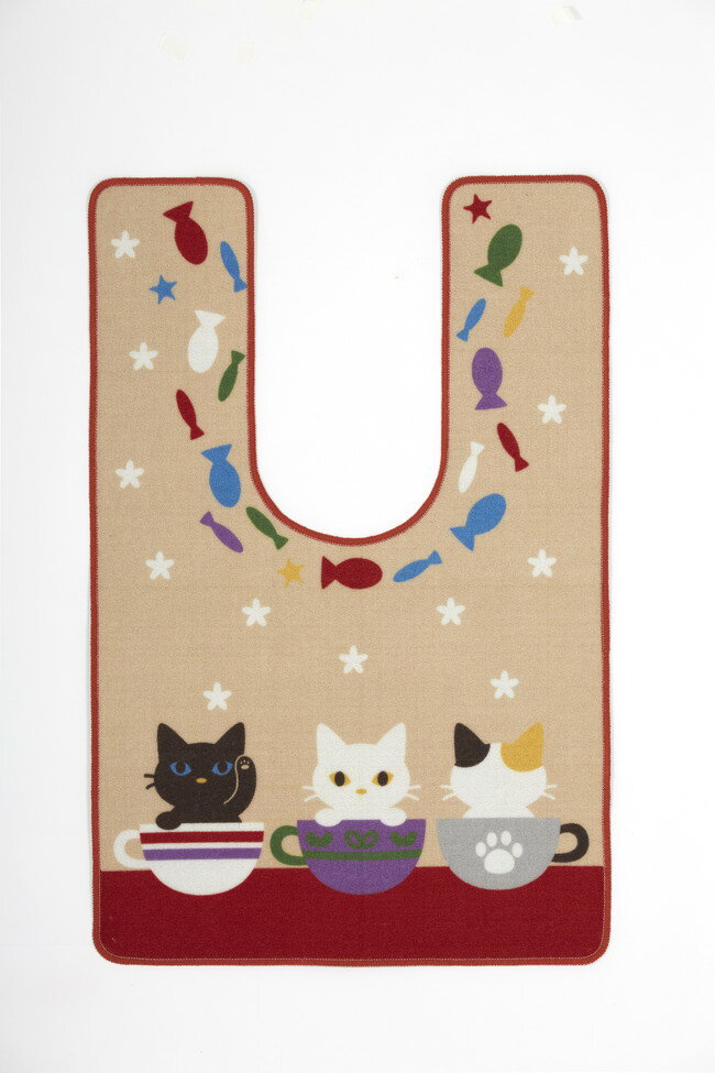 ワイドロングトイレマット子猫フレンズ120x80cm マット 敷き物 敷物 かわいい(代引不可)