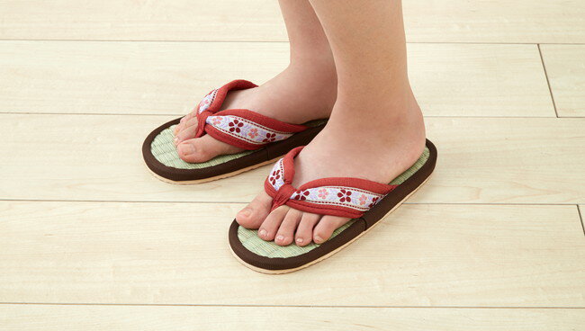 い草草履スリッパ小花テープ2色組み 適応サイズ:約22~24.5cm(代引不可)