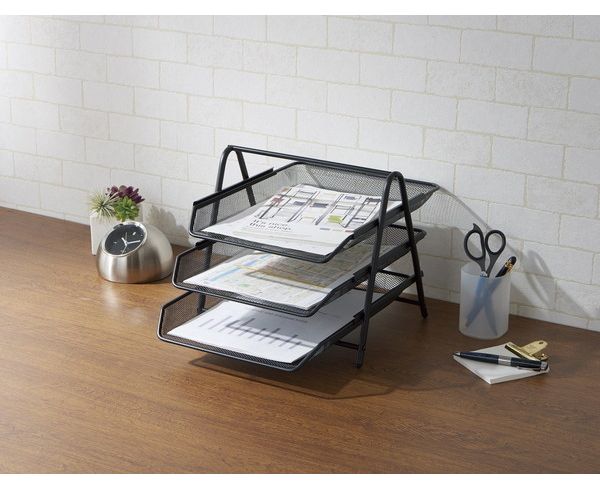 ファイルトレー3段ブラック N-7585 パール金属