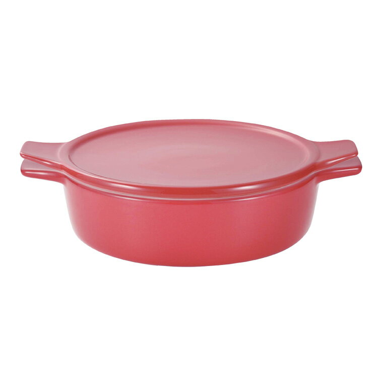 おまかせ!オーブンレンジ鍋 料理 クッキング 18cm 浅型 レッド L-1985