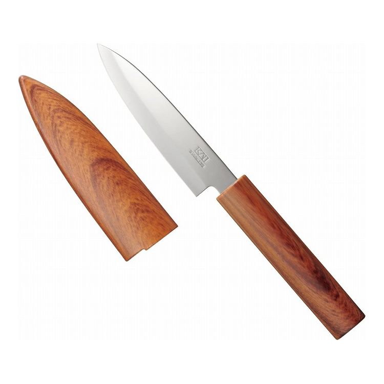 【2個セット】 貝印 Kai Kitchen サヤ付フルーツナイフ(木目調) DH-8017 サヤ付なので安全(代引不可)【送料無料】