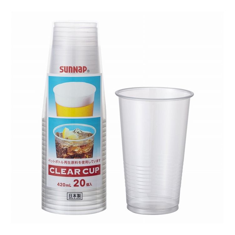 【2個セット】 サンナップ クリアーカップ 420ml 20個入 C4020Z プラスチックカップ 使い捨てコップ クリアカップ(代引不可)【送料無料】