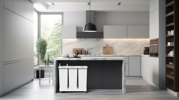 アスベル 棚下で使える プッシュダストボックス 3分別ワゴン 20L×3 ホワイト 棚下でも使える!両開き・ワンタッチ開閉【送料無料】 [3]