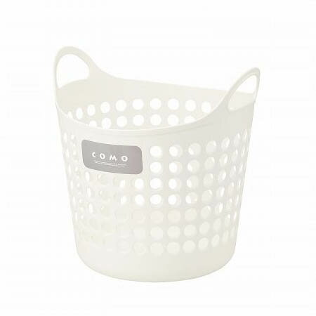 イノマタ化学 コモバスケット M ホワイト 4462洗濯かご ランドリーバスケット 脱衣かご 洗濯もの 収納 丸(代引不可)【送料無料】