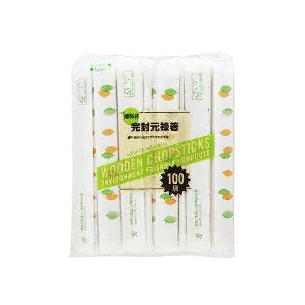 【2個セット】 大和物産 F2 Green Select紙完封植林材元禄箸 100膳 楊枝無し環境に...