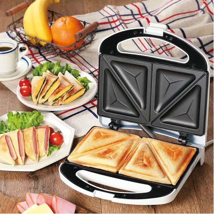 Wホットサンドメーカー 両面焼き 食パン 2枚 両面焼き お手入れ簡単 アレンジレシピ付 家庭用 プレスサンドメーカー ホットサンド サンドイッチ 調理器具 キッチン コンパクト 朝食 KDHS-007W D-STYLIST 【送料無料】のサムネイル