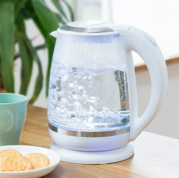 ガラスケトル 2.0L 電子ケトル KDKE-20AW 湯沸かし器 電気ポッド やかん コードレス ガラス製 ワンタッチ 大容量【送料無料】