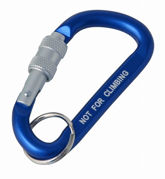【商品詳細】簡単なモノの引っ掛けや保持、キーホルダー代わりに。サイズ（約）：太さ8mm×全長80mmカラー：ブルーナット付・リング付注意：本品は登山・クライミング用ではありません。登山・クライミングには絶対に使用しないでください。ご使用前に本体及び部品に破損やガタツキのないことを確認してからご使用ください。異常がある場合は使用しないでください。中国製【送料について】北海道、沖縄、離島は送料を頂きます。