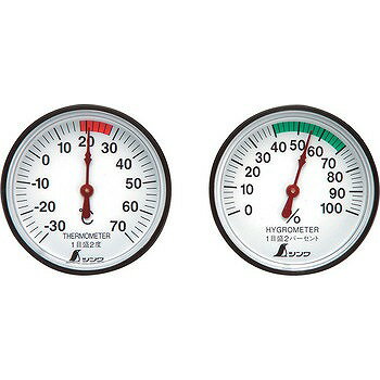 シンワ測定 温度計・湿度計セット ST-4 丸型 4.5cm 72674