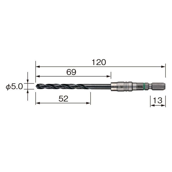 VESSEL(ベッセル) 六角軸クッションドリル 鉄・軽金属・合成樹脂・木工用 5.0mm AMD-5.0