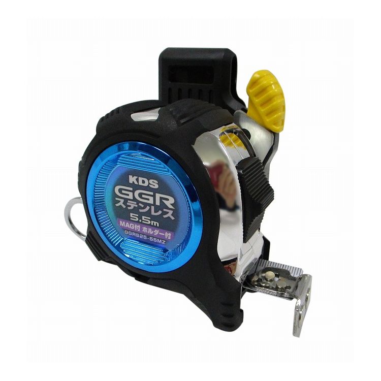 【商品特長】【製品サイズ(mm)】・長さ78・幅73・高さ51【材質】テープ、バネ：ステンレスカバー：エラストマ樹脂ケース：ABS樹脂【仕様】用途：長さを測る際にテープ幅：25mmテープ長さ：5.5m目盛り：メートル両面目盛り爪仕様：マグ厚爪テープ仕様：2×4スタッドマーク付テープ仕様：4点鋲テープ仕様：ショックアブソーバー付テープ仕様：JIS1級仕様：セフティメタルホルダーZ(SH-02)付き(ホルダー取付可能ベルトサイズは幅50mmまでは厚さ5.5mm以内、幅50〜60mmまでは厚さ2.4mm以内)高強度「マグ厚爪」を採用し、爪曲りによる測定誤差リスクを低減します。サビに強いステンレステープ&バネです。【送料について】北海道、沖縄、離島は送料を頂きます。