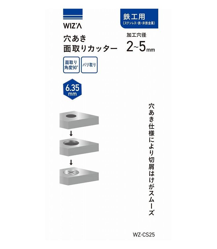 WIZ'A アークランズ 穴あき面取りカッター 鉄工用 2~5mm WZ-CS25