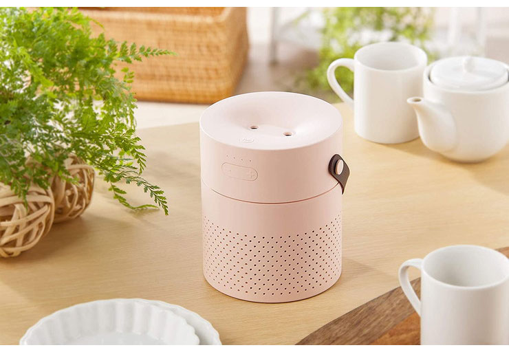 ポータブル加湿器 デュアルミスト ホワイト ピンク 充電式 卓上 加湿量調整 間欠機能 自動停止機能 LEDライト付き【送料無料】