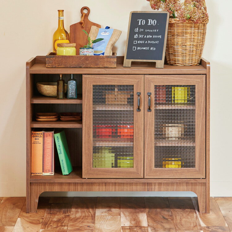 白井産業 アクシアーノ キャビネット ガラス扉タイプ 三段 3段 食器棚 アンティーク おしゃれ 和風 収納 木製 天然木 大容量 ワイド ミドルボード(代引不可)【送料無料】