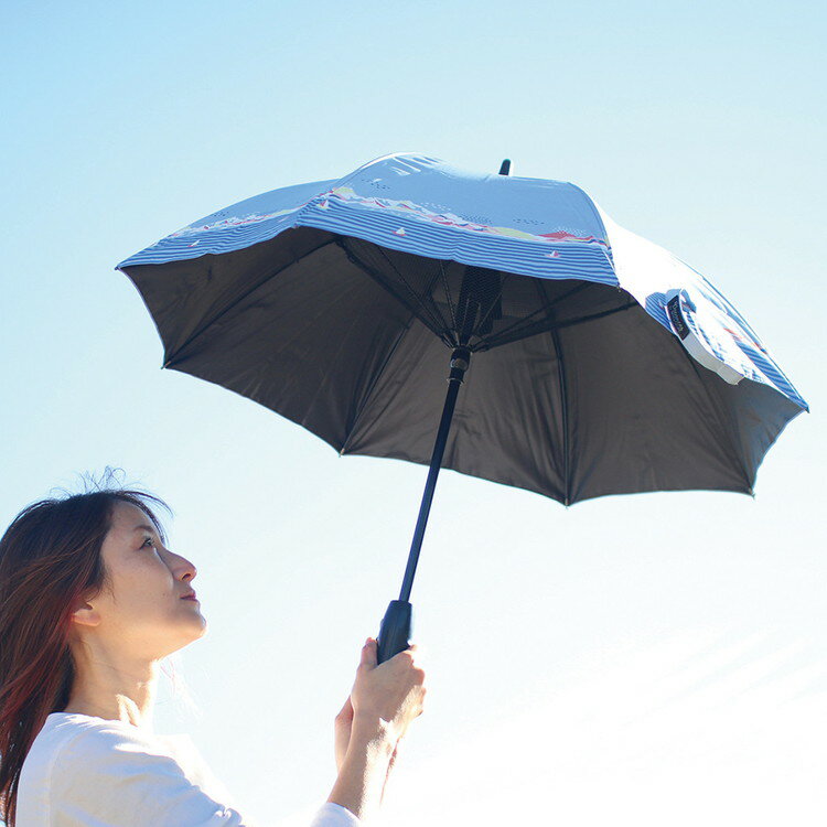 ゴルフに使える 扇風機付き日傘 ファンファンパラソル シーサイド 晴雨兼用 50cm HHLG2210 紫外線カット UVカット 遮熱 遮光 外出 暑さ対策 熱中症対策 日焼け対策 プレゼント(代引不可)【送料無料】