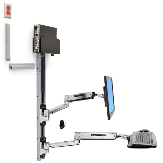 ERGOTRON ERGTR LX Sit Stand Wall Mount System Small Black CPU Holder Polished 45-359-026(代引き不可)