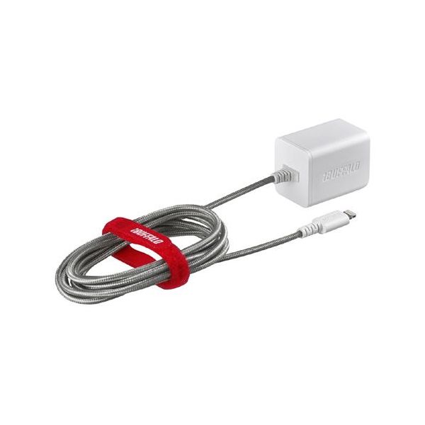 BUFFALO 2.4A-AC Lightning直付け 2.5m ホワイト BSMPA2403LC2WH(代引不可)