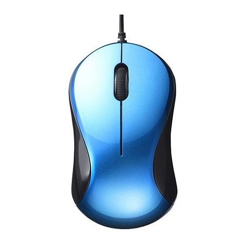 BUFFALO 有線 BlueLED 静音 3ボタンマウス ブルー BSMBU100BL(代引不可)