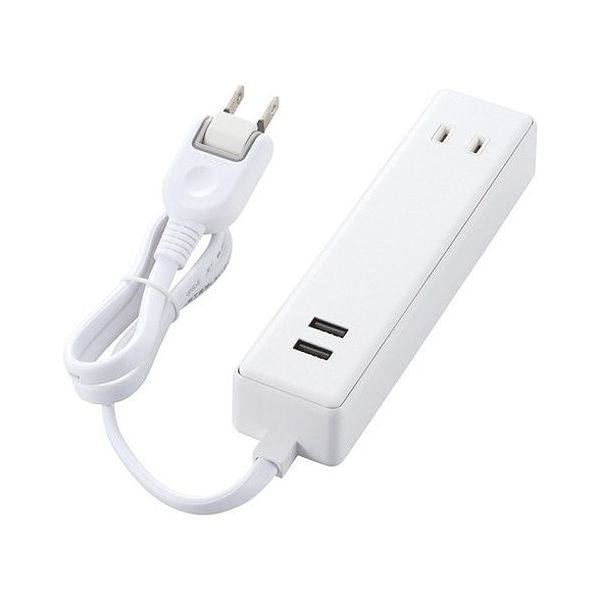 쥳 USBå USB᥹x2 ACx2 ֥60cm 2.4A ۥ磻 MOT-U09-2206WH(Բ)