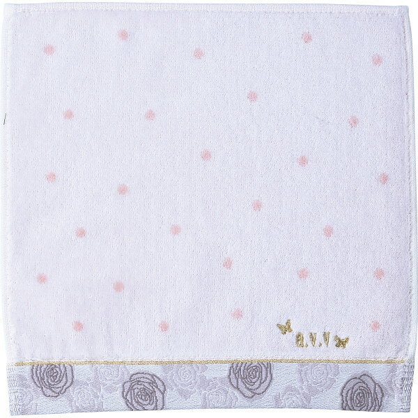 アーヴェーヴェー 婦人タオルハンカチ フチ×薔薇オフホワイト AVT-521 OW(代引不可)