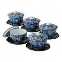 波佐見焼 染付祥瑞 茶托付汲出揃 623702 和陶器 和陶湯呑み 茶托付湯呑みセット(代引不可)【送料無料】