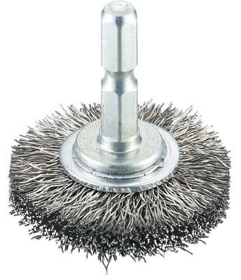 TRUSCO 軸付ホイールブラシ φ38X軸6.35 ステンレス線0.3【TB-6213-60】(研削研磨用品・軸付ブラシ)