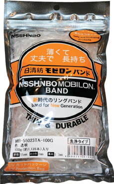 日清紡 モビロンバンド80X6X0.4透明/洗浄タイプ100G【MB-8064TA-100G】(梱包結束用品・ゴムバンド)