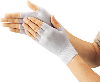 TRUSCO インナー編手袋 半指タイプ フリーサイズ【DPM-301EX-F】(作業手袋・下履き・インナー手袋)