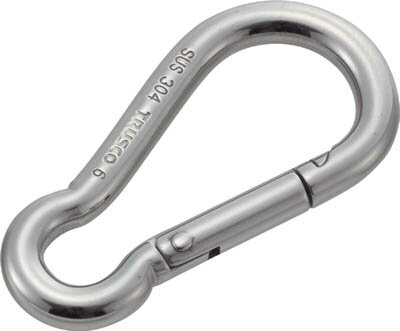 TRUSCO ステンレススナップフック B型 線径Φ6X開口9mm【TSF-6B】(建築金物・工場用間仕切り・荷役金具)
