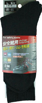 おたふく クッションパイルソックス先丸2足組 ブラック L S811BKL