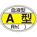 緑十字 ヘルメット用ステッカー 血液型A型・Rh() 25×35mm 10枚組 233200