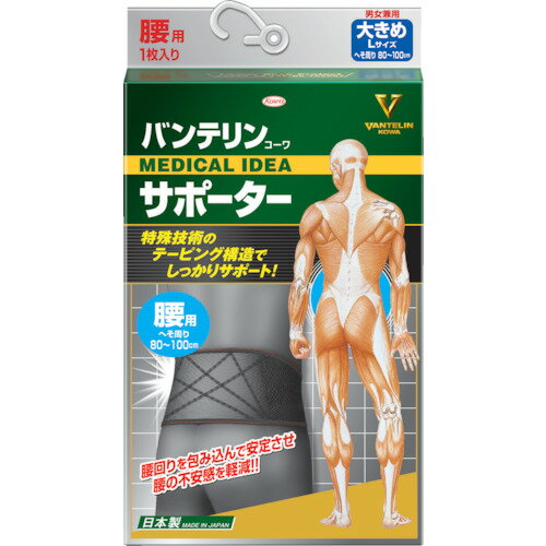 興和 バンテリンサポーター 腰用大きめサイズ(ブラック) 24523【送料無料】