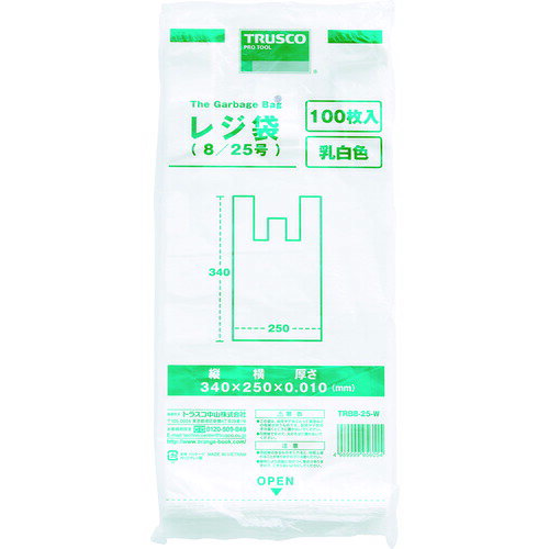 TRUSCO トラスコ レジ袋 12/30号 (380X290mm)乳白 100枚入 TRB1230W