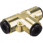 【メーカー型番】4-00UT【JANコード】4537327002029【ブランド】チヨダ【特徴】●用具不要のワンタッチ着脱。●チューブへの傷がつきにくいロック構造。【用途】【仕様】●適合チューブ外径D(mm):4×4×4●質量(g):20.0●使用流体:空気●流体温度:-5〜60℃●使用圧力:1MPa【材質／仕上】●本体:亜鉛合金●シールゴム:ニトリルゴム（NBR）【セット内容／付属品】【注意】【原産国】日本【送料について】北海道、沖縄、離島は送料を頂きます。