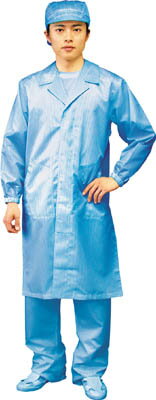 ブラストン コート(テーラーカラー・ボタン)【BSC-61001-B-L】(理化学・クリーンルーム用品・クリーンルーム用ウェア)【送料無料】