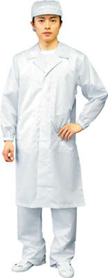 ブラストン コート(テーラーカラー・ボタン)【BSC-61001-W-3L】(理化学・クリーンルーム用品・クリーンルーム用ウェア)【送料無料】