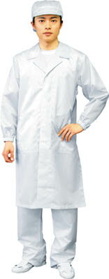 ブラストン コート(テーラーカラー・ボタン)【BSC-61001-W-LL】(理化学・クリーンルーム用品・クリーンルーム用ウェア)【送料無料】